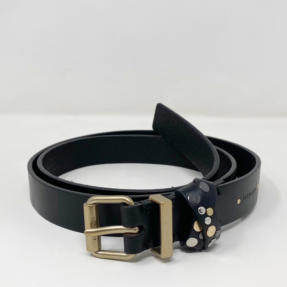 All Saints Multi Loop Stud Detail Belt Antique Nickel Buckle M